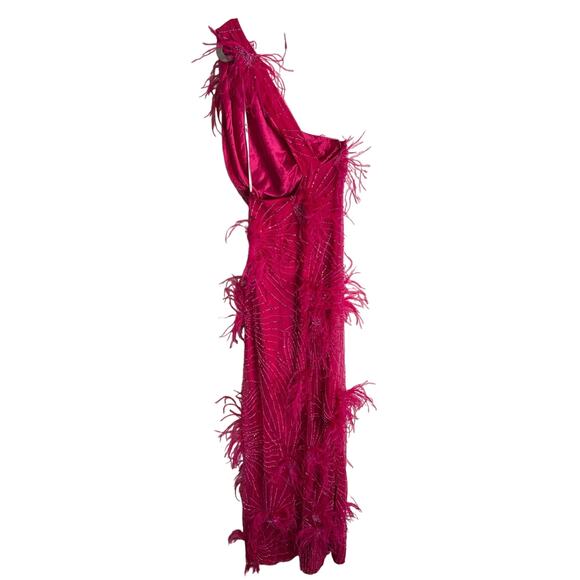 MadebyILA Julia 100% Silk Ostrich Feather Burlesque Party Formal Prom Goddess XS - Picture 9 of 15